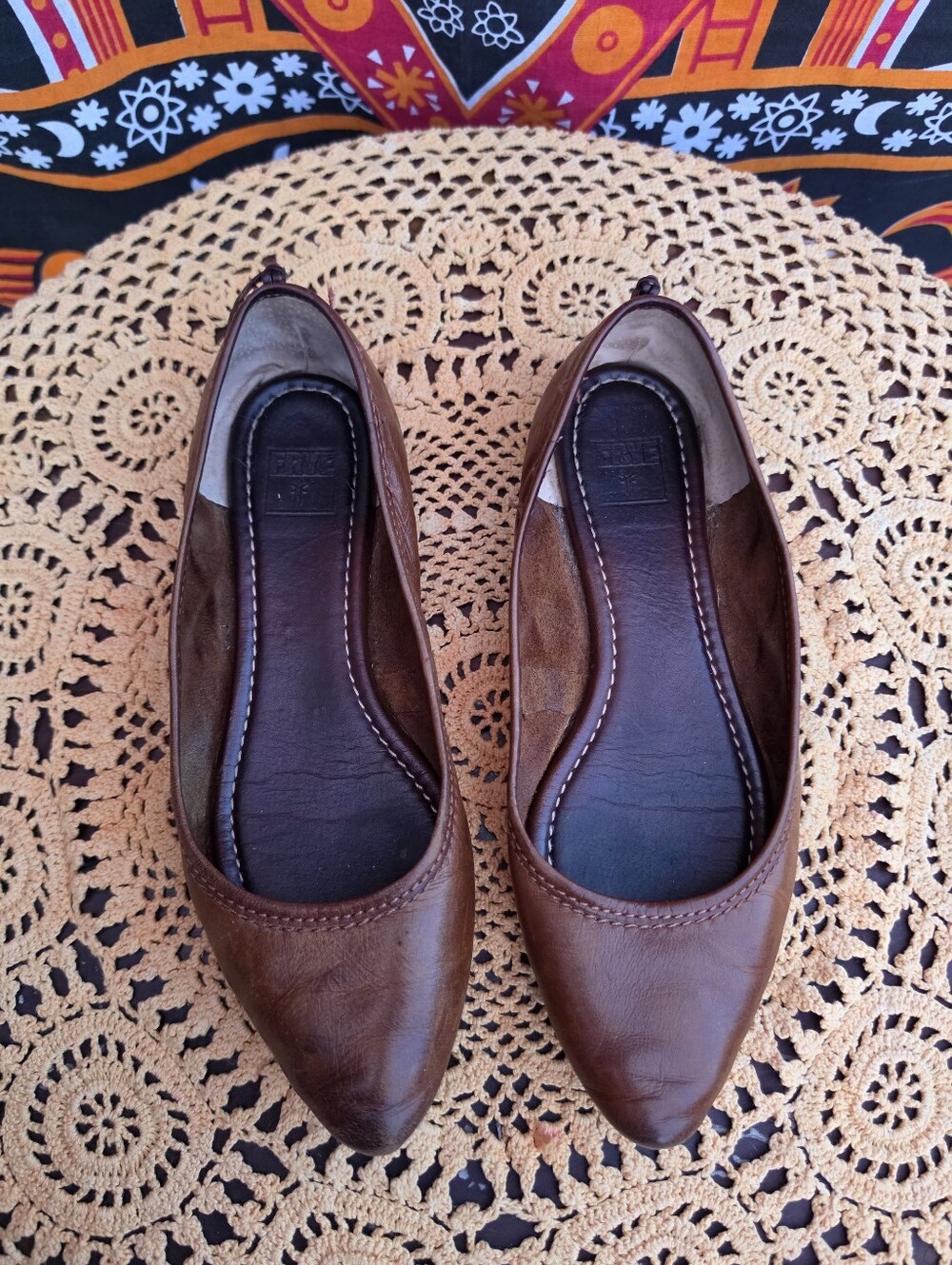 Frye Brown Leather Pointed Toe Ballet Flats Women's Size 7